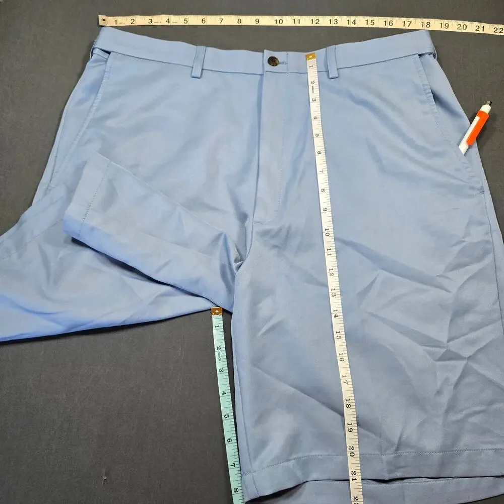 Haggar Blue Shorts Classic Chinos Flat Front Stretch Panel Waist Men Size 36 Zip